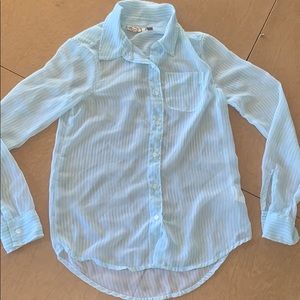 Light blue button up top!